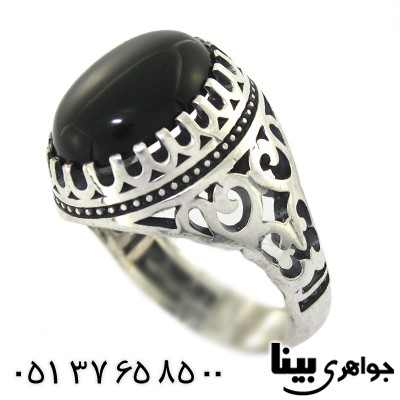 انگشتر عقیق سیاه (اونیکس) مردانه اسلیمی