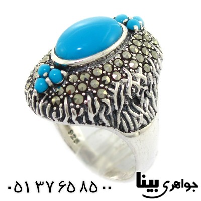 انگشتر فیروزه تایلندی زنانه درشت مارکازیت هانگ