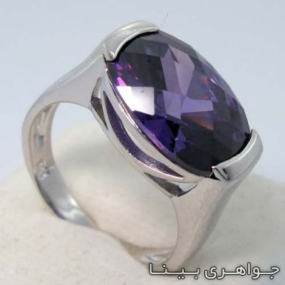 انگشتر آمتیست بیضی نگین درشت