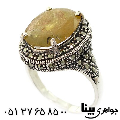 انگشتر یاقوت زرد زنانه درشت مارکازیت هانگ