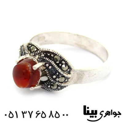 انگشتر عقیق یمنی با رگه آتشفشان زنانه مارکازیتی