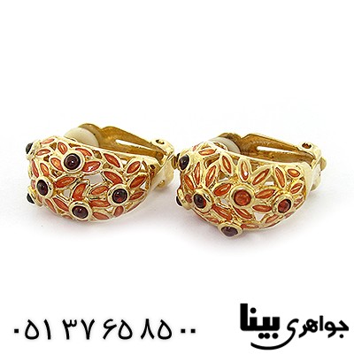 گوشواره چند جواهر یاقوت گارنت و الماس زنانه مانی ایتالیایی