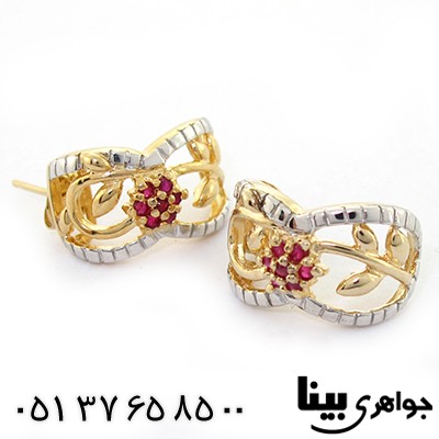 گوشواره چند جواهر یاقوت سرخ برمه و الماس زنانه مانی ایتالیایی