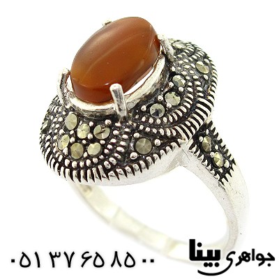 انگشتر عقیق یمنی زنانه درشت مارکازیتی