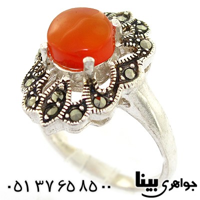 انگشتر عقیق یمنی زنانه درشت مارکازیتی