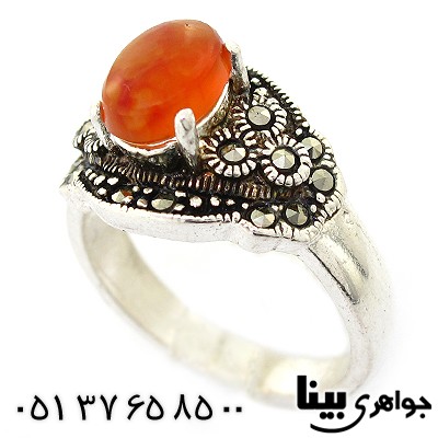 انگشتر عقیق یمنی زنانه مدل سه گل