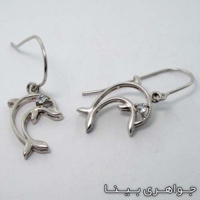 گوشواره آکوآمارین طرح دلفین