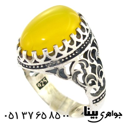 انگشتر عقیق شرف الشمس مردانه اسلیمی درشت
