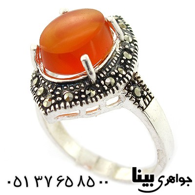 انگشتر عقیق یمنی زنانه مارکازیتی درشت