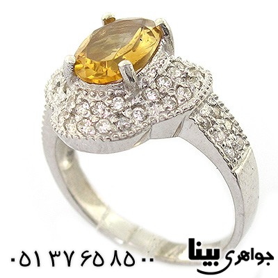 انگشتر سیترین زنانه مدل تاج رادیوم لوکس