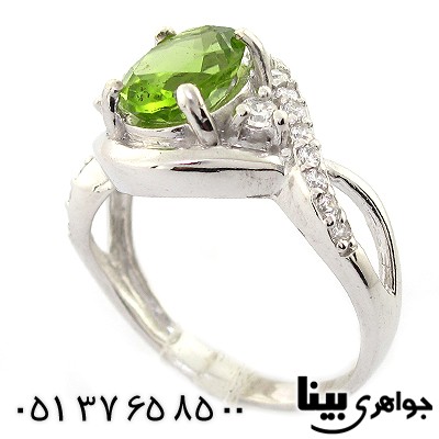 انگشتر زبرجد زنانه مدل پیچ رادیوم لوکس