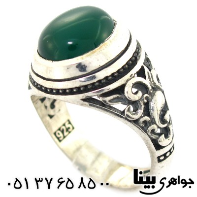 انگشتر عقیق سبز مردانه اسلیمی دور ساده