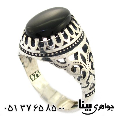 انگشتر عقیق سیاه (اونیکس) مردانه اسلیمی