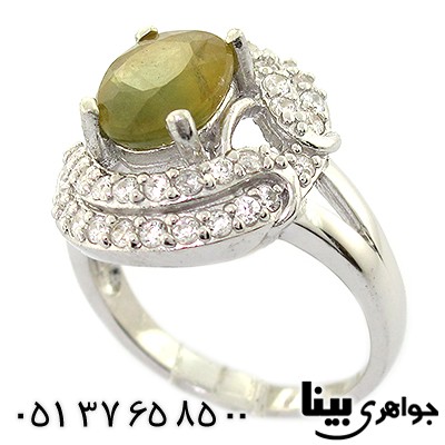 انگشتر یاقوت زرد عالی زنانه درشت رودیوم لوکس