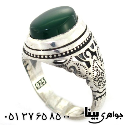 انگشتر عقیق سبز مردانه اسلیمی دور ساده