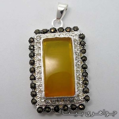 گردنبند عقیق زرد شرف شمس مستطیلی