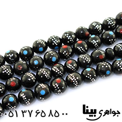 تسبیح چند جواهر 101 دانه ای یسر نقره کوب و مرصع کاری مرجان و فیروزه