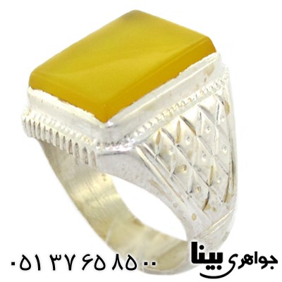 انگشتر عقیق شرف الشمس مردانه درشت لوزی
