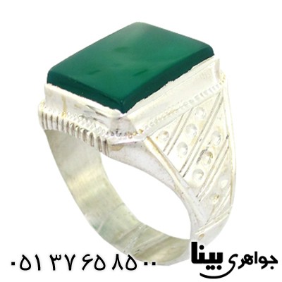 انگشتر عقیق سبز خراسانی مردانه درشت خط و نقطه