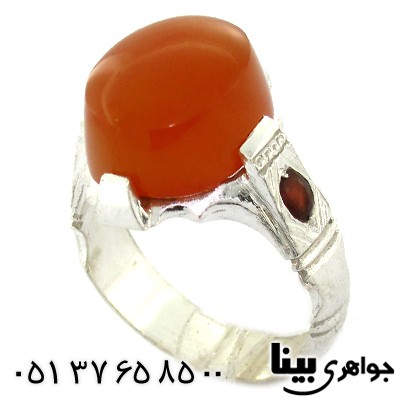 انگشتر عقیق یمنی درشت و زبرجد و گارنت مردانه