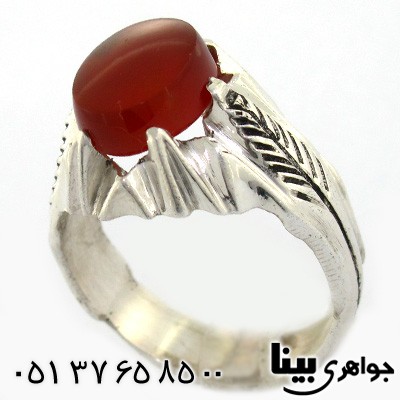 انگشتر عقیق یمنی مردانه مدل برگ