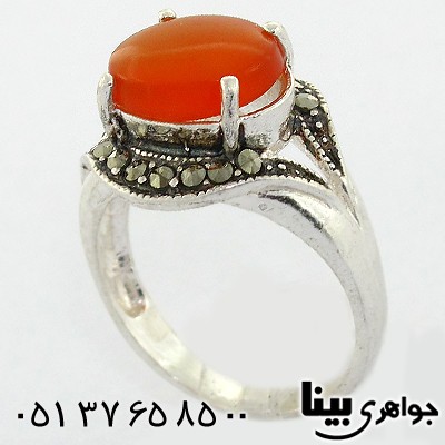 انگشتر عقیق یمنی خوشرنگ زنانه مارکازیتی درشت