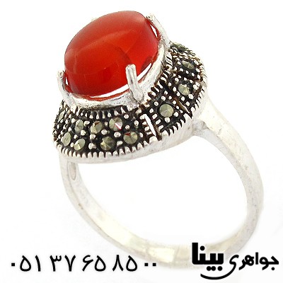 انگشتر عقیق یمنی زنانه درشت مارکازیتی