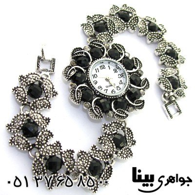 ساعت حدید و نگین مشکی زنانه طرح مارکازیتی مدل گل