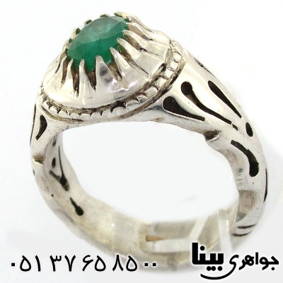 انگشتر زمرد زامبیا مردانه خوشرنگ و صاف