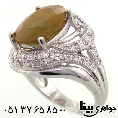انگشتر یاقوت زرد خوشرنگ درشت زنانه رادیوم لوکس