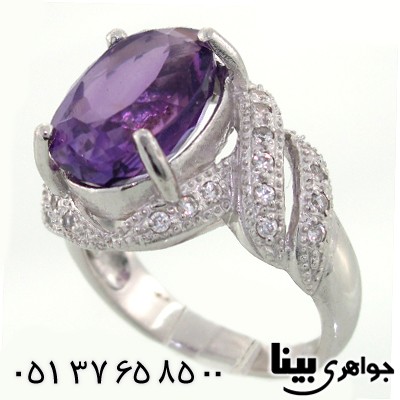 انگشتر آمتیست برزیلی عالی زلال زنانه رادیوم لوکس