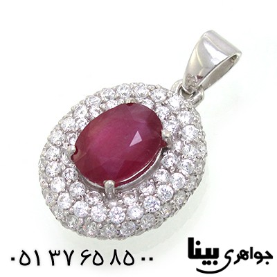 گردنبند یاقوت سرخ درشت زنانه مدل دور نگین