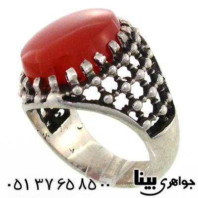 انگشتر عقیق یمنی مردانه درشت مدل ضریح