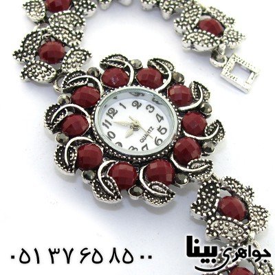 ساعت حدید و نگین قرمز زنانه طرح مارکازیت مدل خورشید