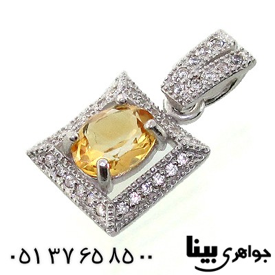 گردنبند سیترین خوشرنگ زنانه رودیوم لوکس