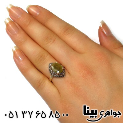 انگشتر یاقوت زرد درشت زنانه مارکازیت هانگ لوزی _کد:8772