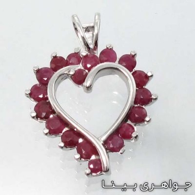 گردنبند یاقوت سرخ قلب دور نگین