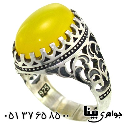 انگشتر عقیق شرف الشمس مردانه درشت اسلیمی