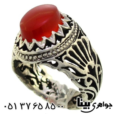 انگشتر عقیق یمنی مردانه درشت اسلیمی قرینه ای