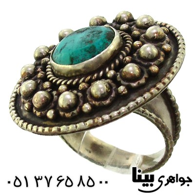 انگشتر فیروزه تبتی زنانه درشت قدیمی و عتیقه