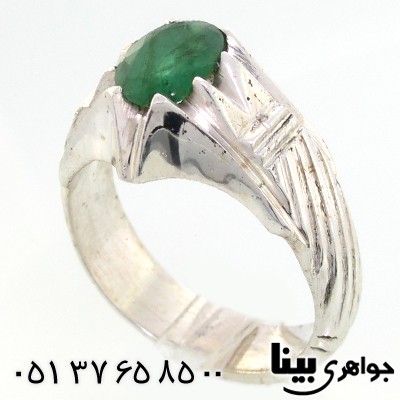 انگشتر زمرد آفریقایی مردانه مدل کلاسیک مورب