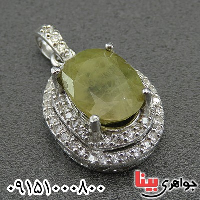 گردنبند یاقوت زرد زنانه درشت رودیوم لوکس _کد:8916