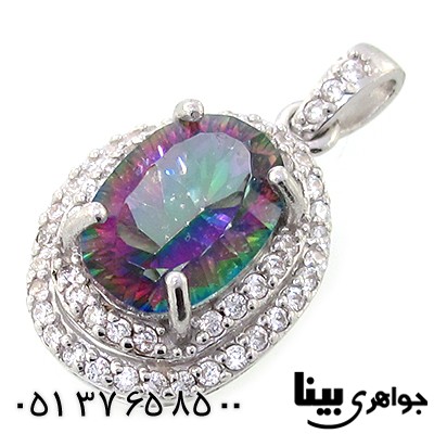گردنبند توپاز هفت رنگ درشت زنانه رادیوم لوکس