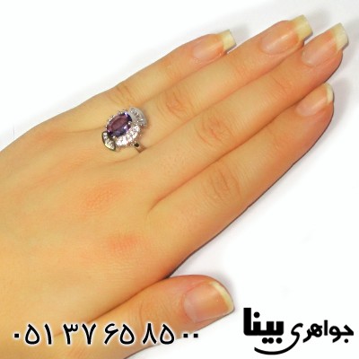 انگشتر آمتیست برزیلی عالی زنانه رادیوم لوکس _کد:8933