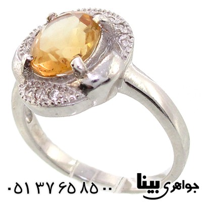 انگشتر سیترین زنانه رودیوم لوکس مدل آیناز