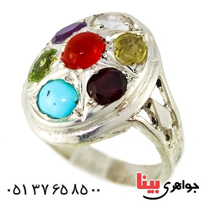 انگشتر چند جواهر مردانه درشت هفت نگین
