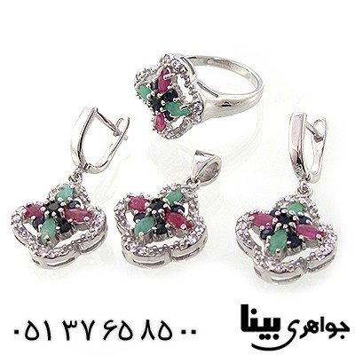 سرویس چند جواهر یاقوت و زمرد زنانه مدل نانسی