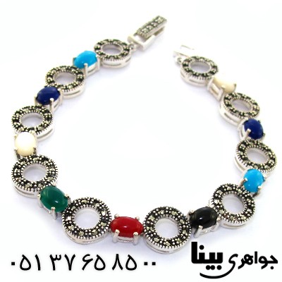 دستبند چند جواهر عقیق، جید و صدف زنانه مارکازیتی