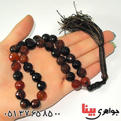 تسبیح عقیق سلیمانی عالی 33 دانه ای درشت 78 گرمی تراش دار