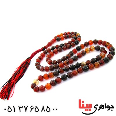 تسبیح عقیق سلیمانی 101 دانه ای عالی تراش دار